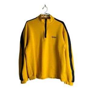 Chaps Men's Yellow 1/4 Zip Striped Long Sleeve Sweatshirt